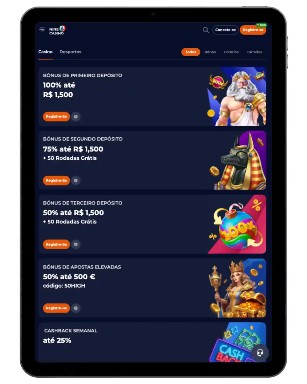 Obter Nine Casino Codigo Promocional, Bonus Code e Rodadas Grátis no Brasil